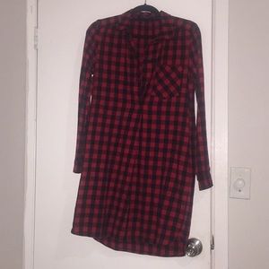 Madewell Red Gingham Plaid shirt dress
